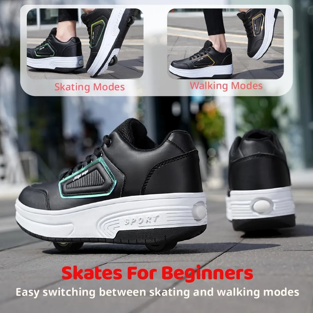 Shoes with Wheel for Kids - Roller Skate Retractable Wheels Fashion Sneakers Wheeled for Christmas Halloween Beginners