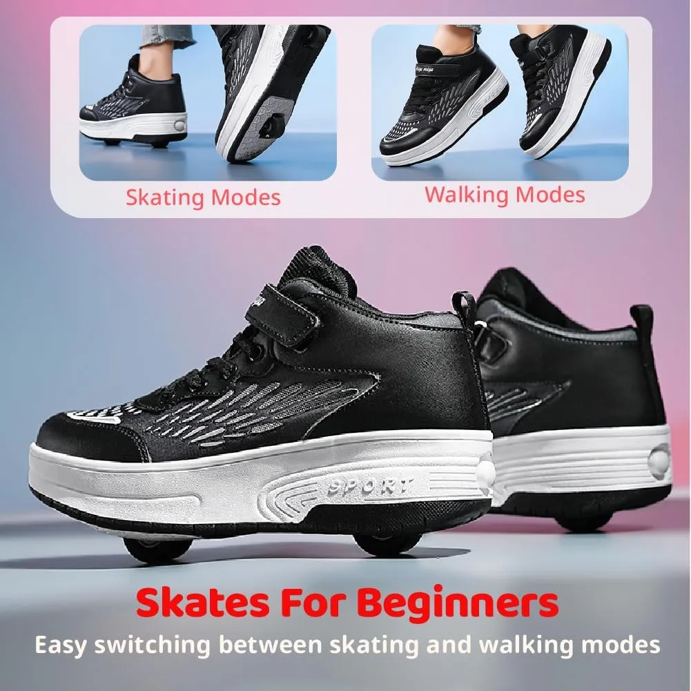 Shoes with Wheel for Kids - Roller Skate Retractable Wheels Fashion Sneakers Wheeled for Christmas Halloween Beginners