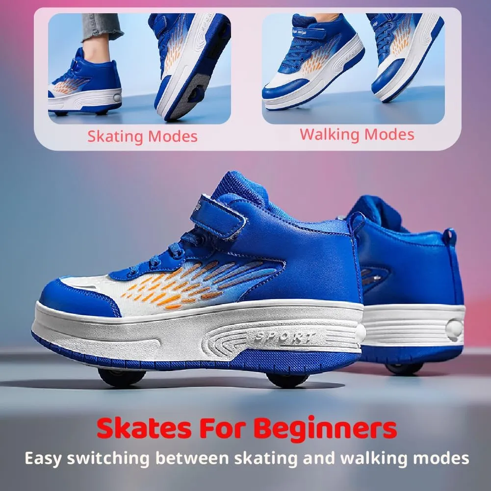 Shoes with Wheel for Kids - Roller Skate Retractable Wheels Fashion Sneakers Wheeled for Christmas Halloween Beginners