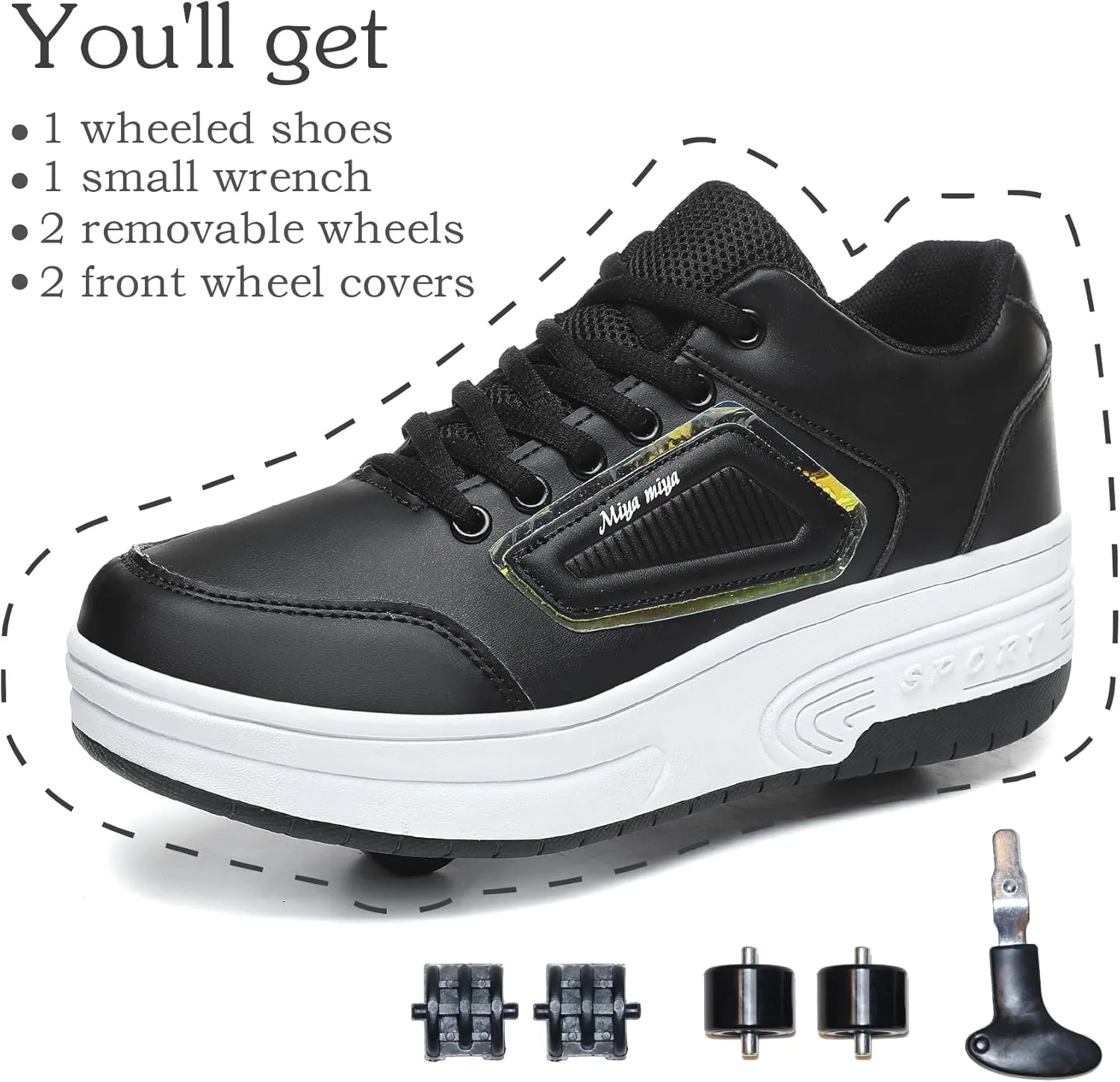 Shoes with Wheel for Kids - Roller Skate Retractable Wheels Fashion Sneakers Wheeled for Christmas Halloween Beginners