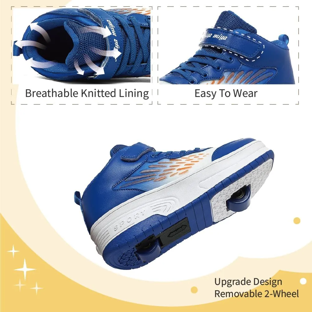 Shoes with Wheel for Kids - Roller Skate Retractable Wheels Fashion Sneakers Wheeled for Christmas Halloween Beginners