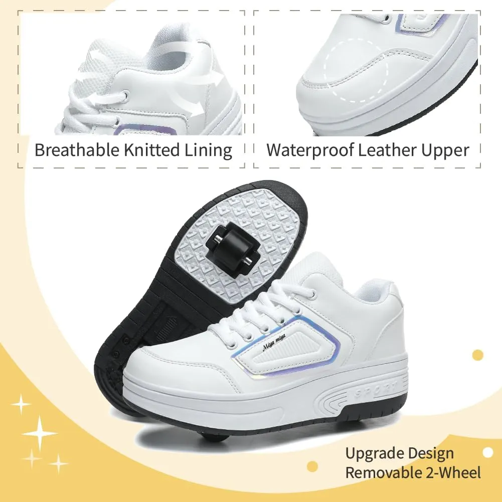 Shoes with Wheel for Kids - Roller Skate Retractable Wheels Fashion Sneakers Wheeled for Christmas Halloween Beginners