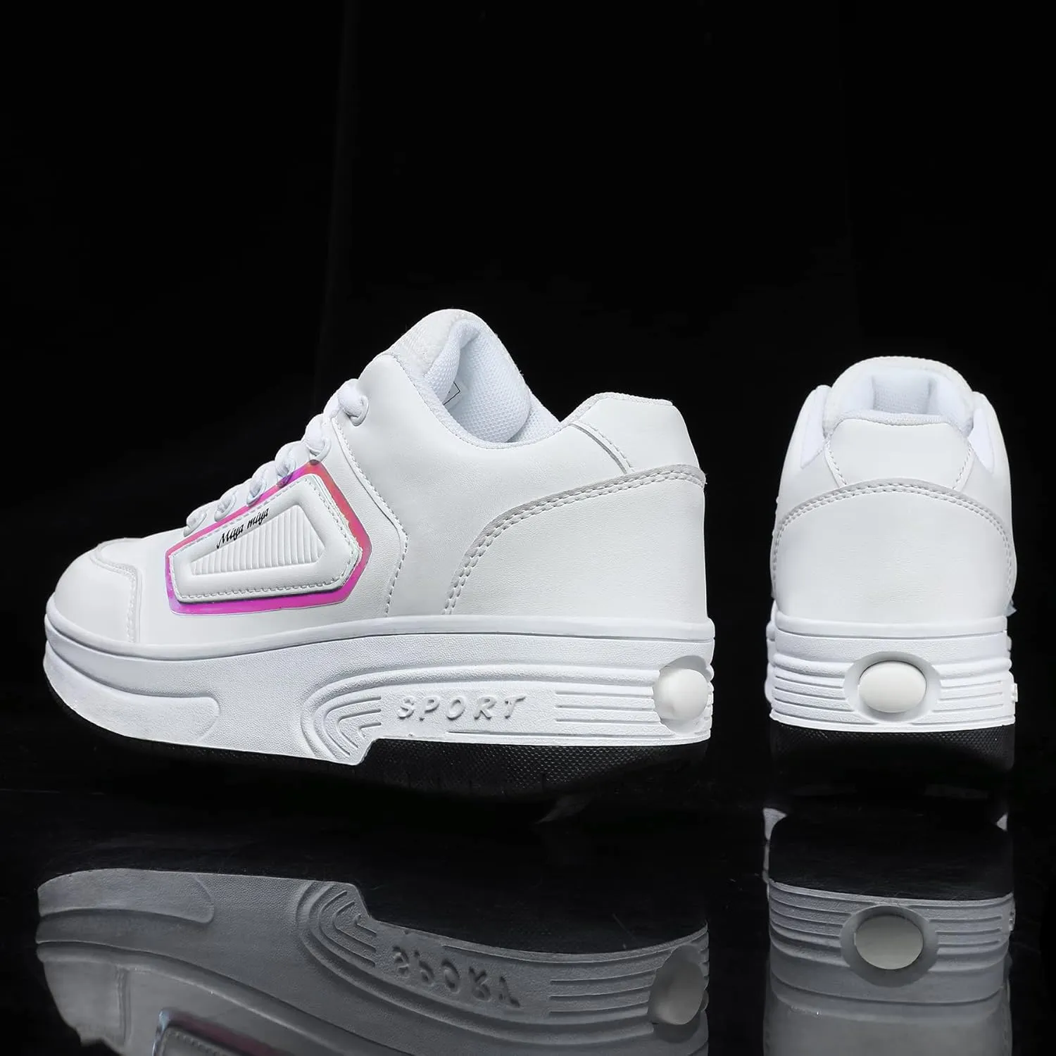 Shoes with Wheel for Kids - Roller Skate Retractable Wheels Fashion Sneakers Wheeled for Christmas Halloween Beginners