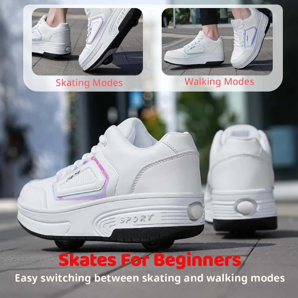 Shoes with Wheel for Kids - Roller Skate Retractable Wheels Fashion Sneakers Wheeled for Christmas Halloween Beginners