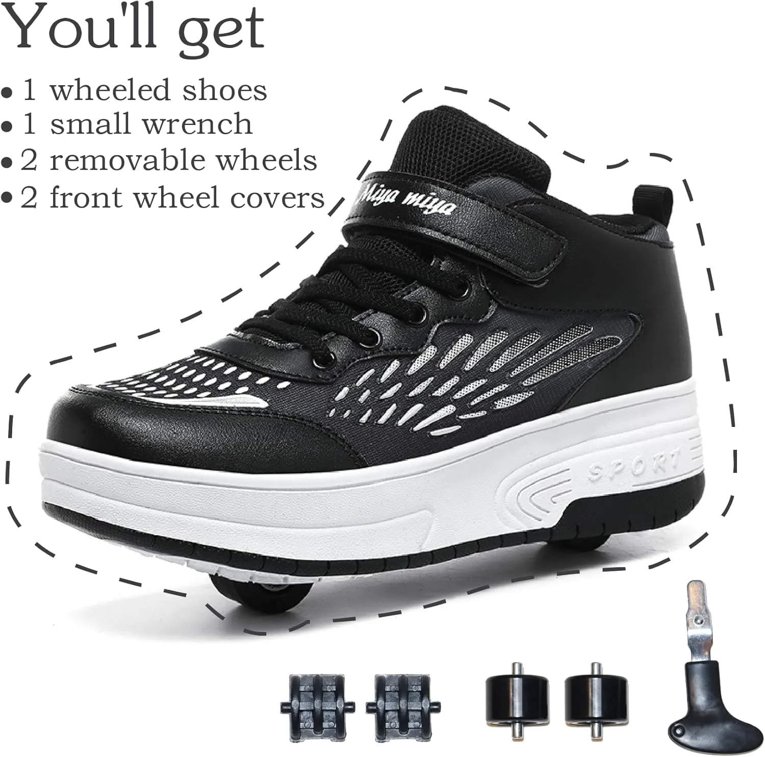 Shoes with Wheel for Kids - Roller Skate Retractable Wheels Fashion Sneakers Wheeled for Christmas Halloween Beginners
