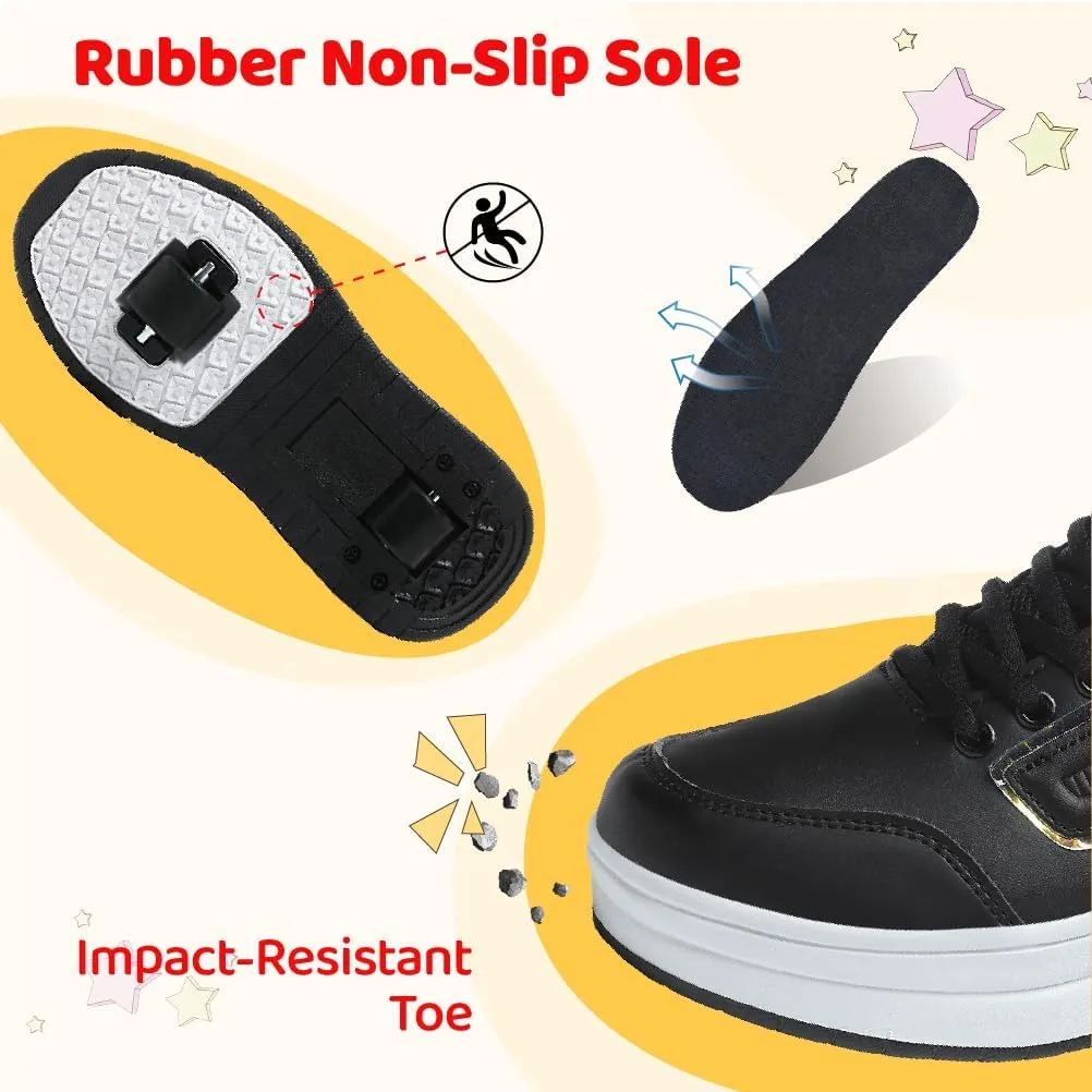Shoes with Wheel for Kids - Roller Skate Retractable Wheels Fashion Sneakers Wheeled for Christmas Halloween Beginners