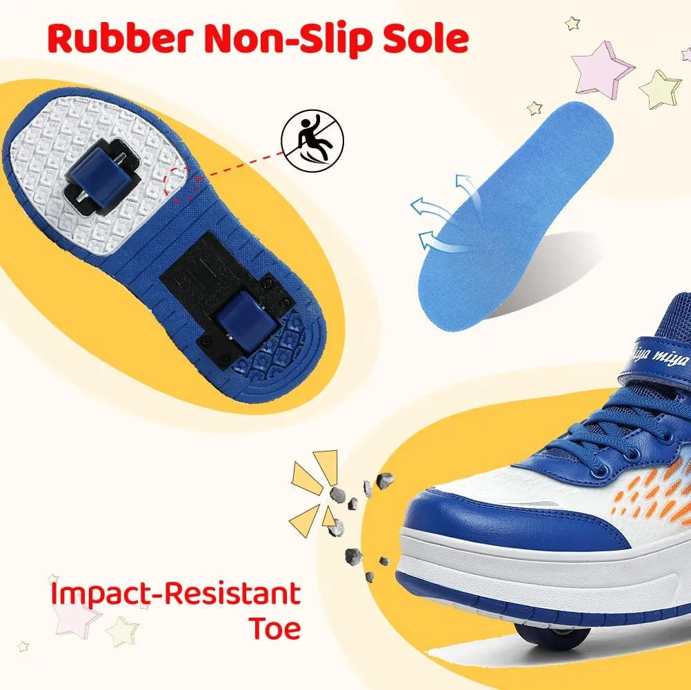 Shoes with Wheel for Kids - Roller Skate Retractable Wheels Fashion Sneakers Wheeled for Christmas Halloween Beginners