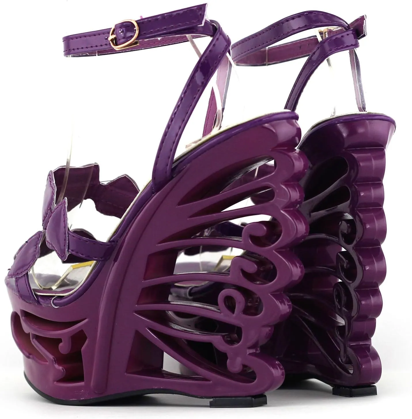 SHOW STORY Fab Heart Shaped Bride Wedge Butterfly Heel Platform Sandals,LF51804