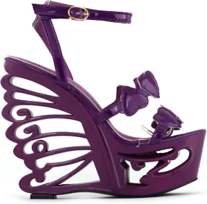 SHOW STORY Fab Heart Shaped Bride Wedge Butterfly Heel Platform Sandals,LF51804