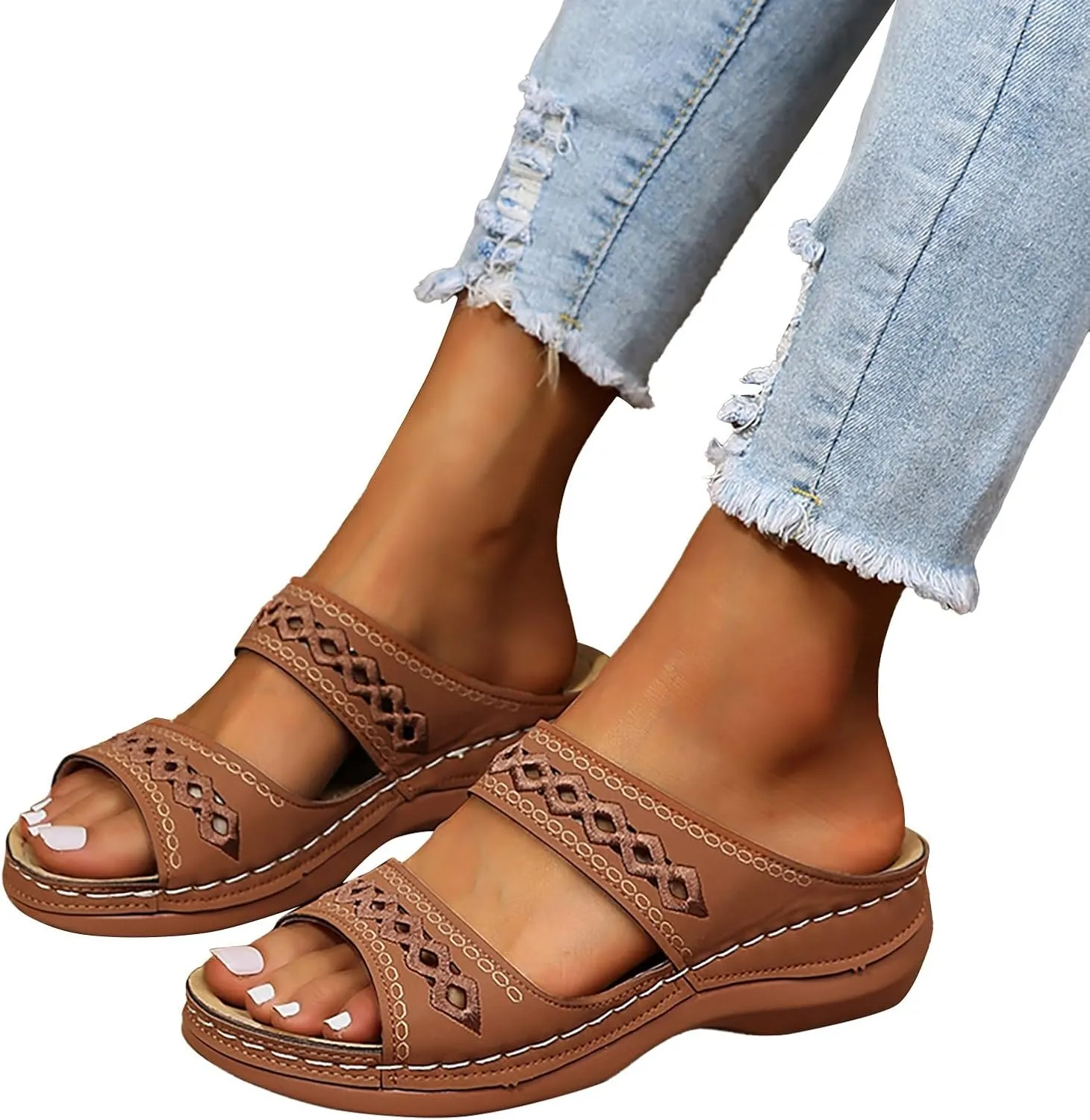 Slide Sandals for Women, Orthopedic Sandals, Comfortable Beach Orthotic Sandal with Arch Support Dressy Summer
