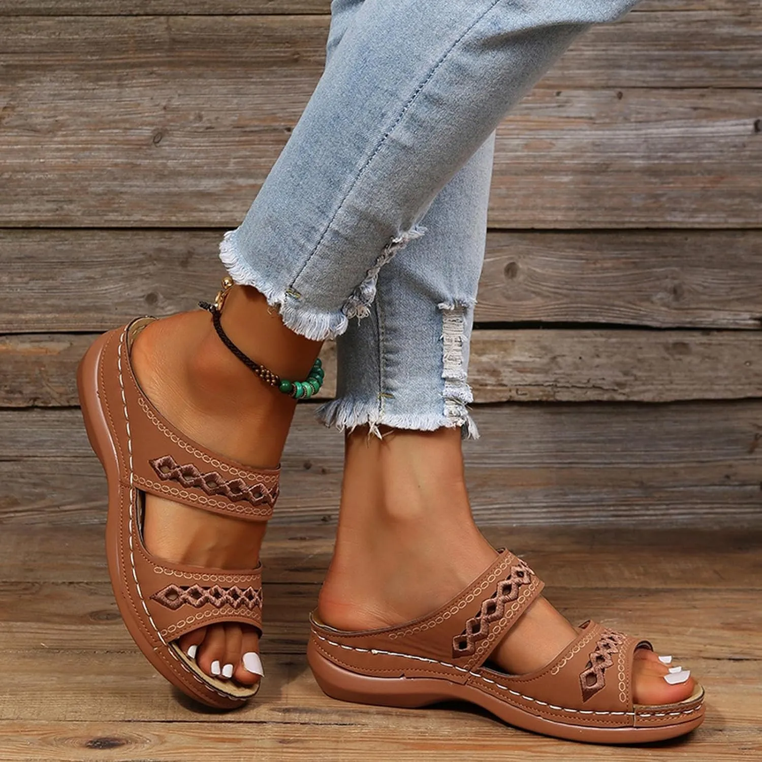 Slide Sandals for Women, Orthopedic Sandals, Comfortable Beach Orthotic Sandal with Arch Support Dressy Summer