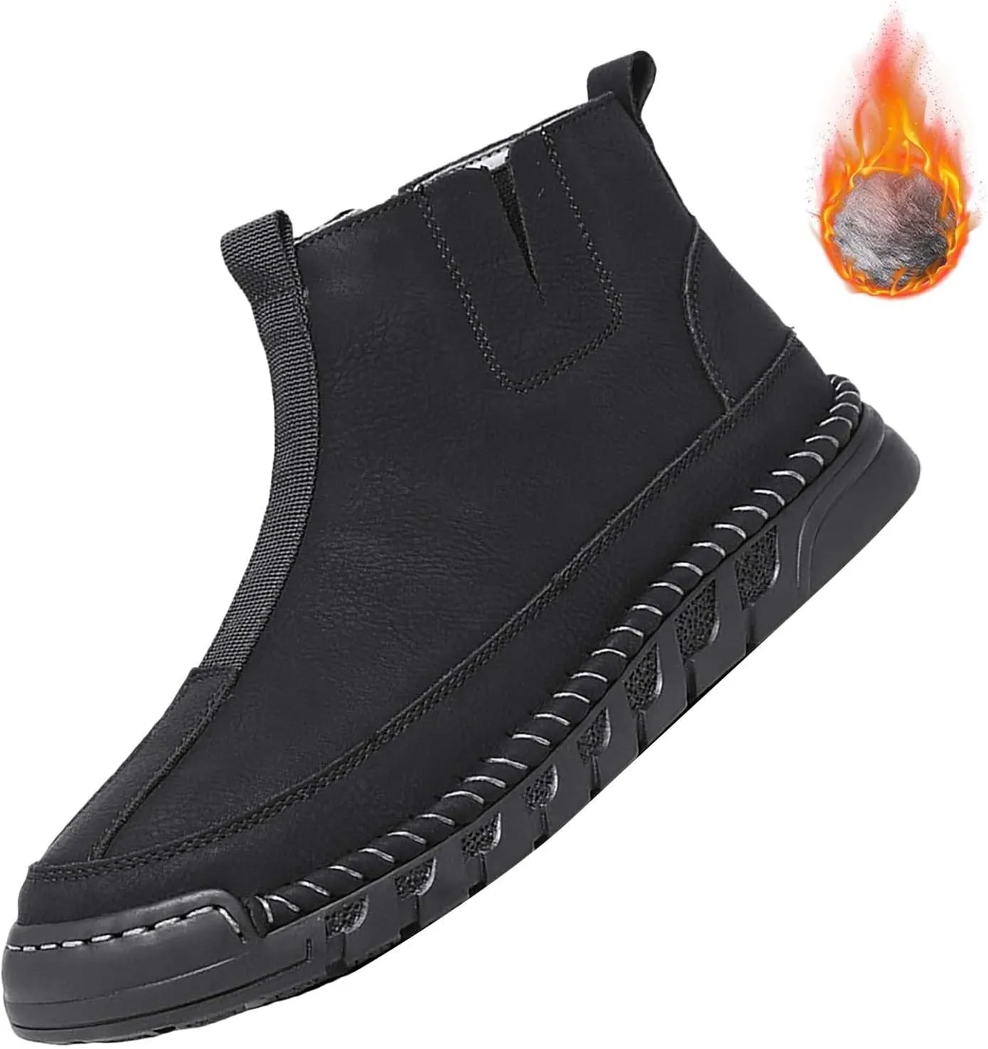 Snow Shoes For Men Leather Slip On Ankle Booties Non-Slip Casual Shoes Hiking Boots Women 𝐖aterproof