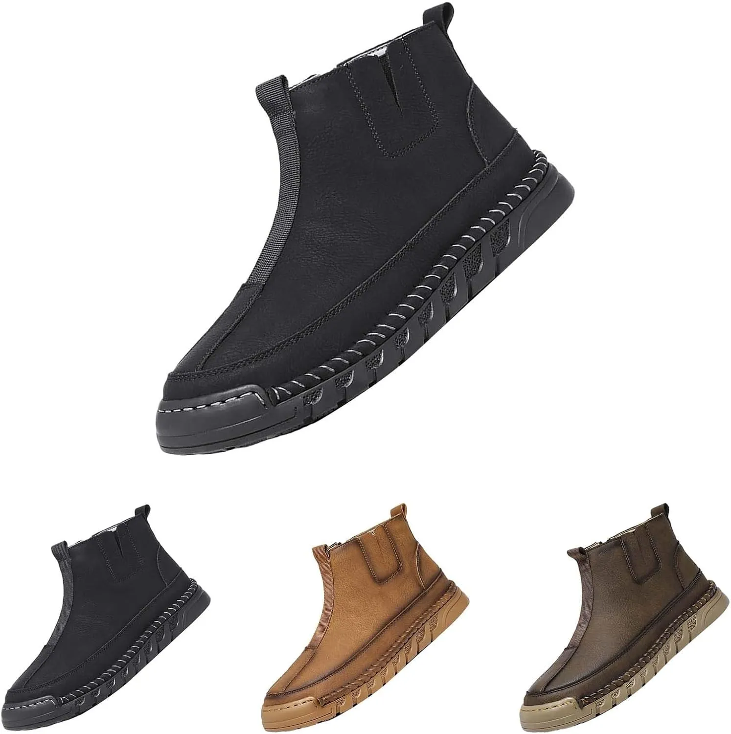 Snow Shoes For Men Leather Slip On Ankle Booties Non-Slip Casual Shoes Hiking Boots Women 𝐖aterproof