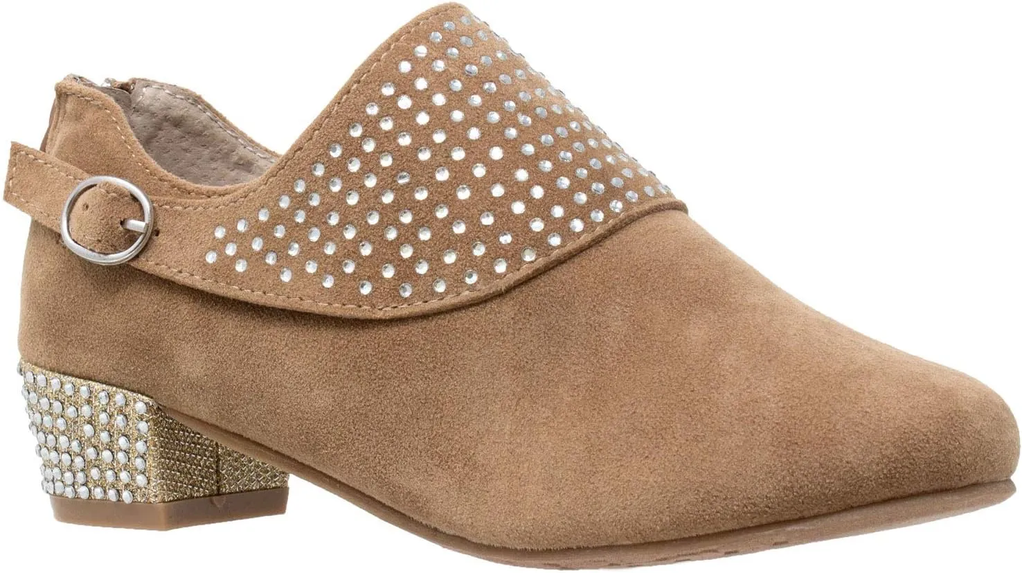 SOBEYO Girls Ankle Booties Rhinestone Crystal Accent Block Heel Boots for Kids