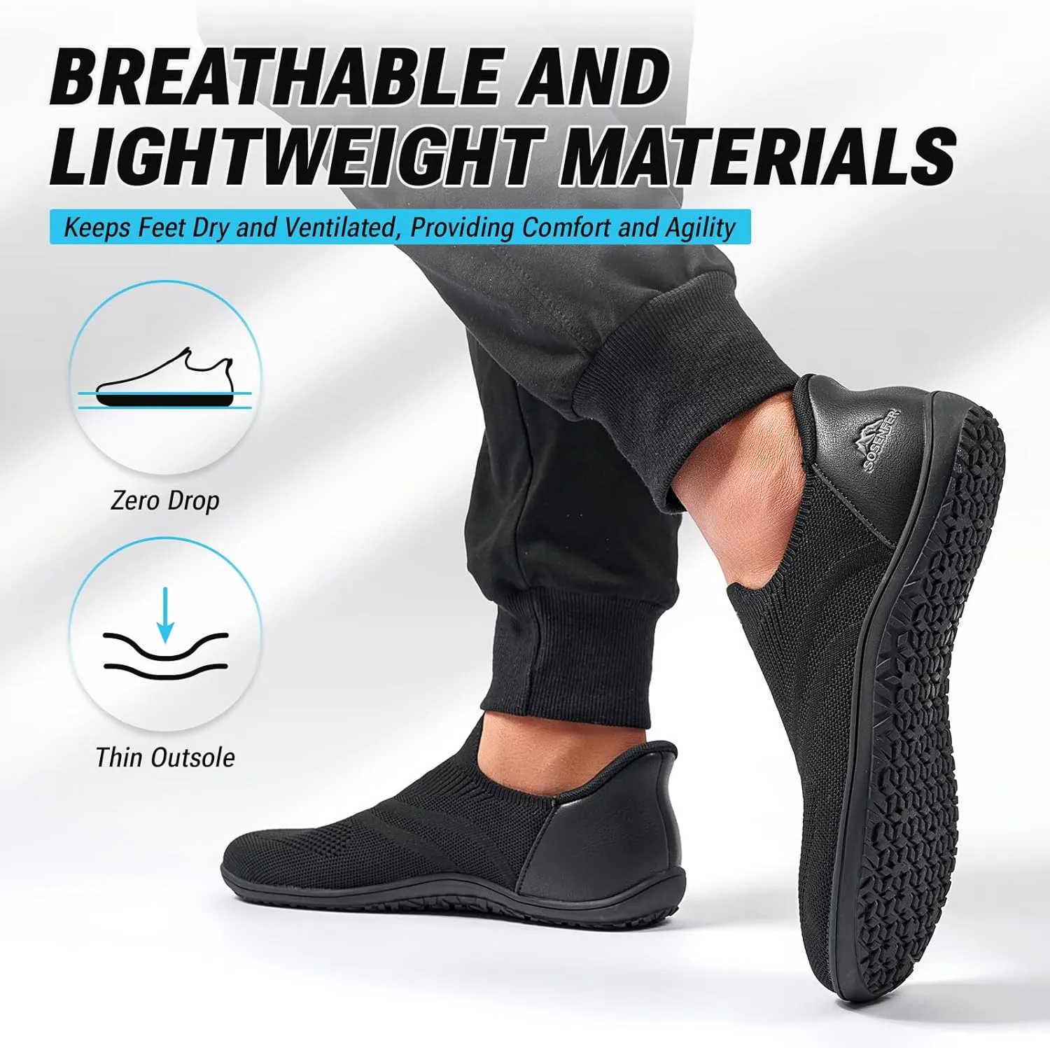 Sosenfer Women Slip On Barefoot Shoes Men Wide Minimalist Barefoot Sneakers Hands Free Workout Zero Drop Sole Walking Shoes for Unisex