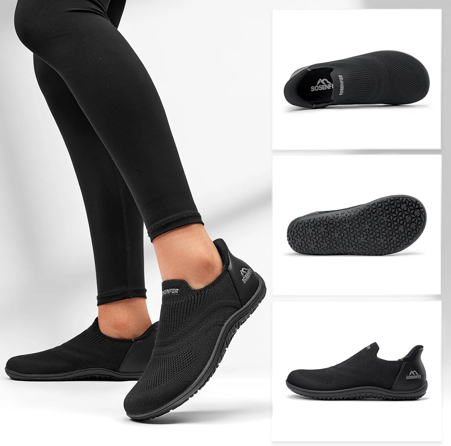 Sosenfer Women Slip On Barefoot Shoes Men Wide Minimalist Barefoot Sneakers Hands Free Workout Zero Drop Sole Walking Shoes for Unisex