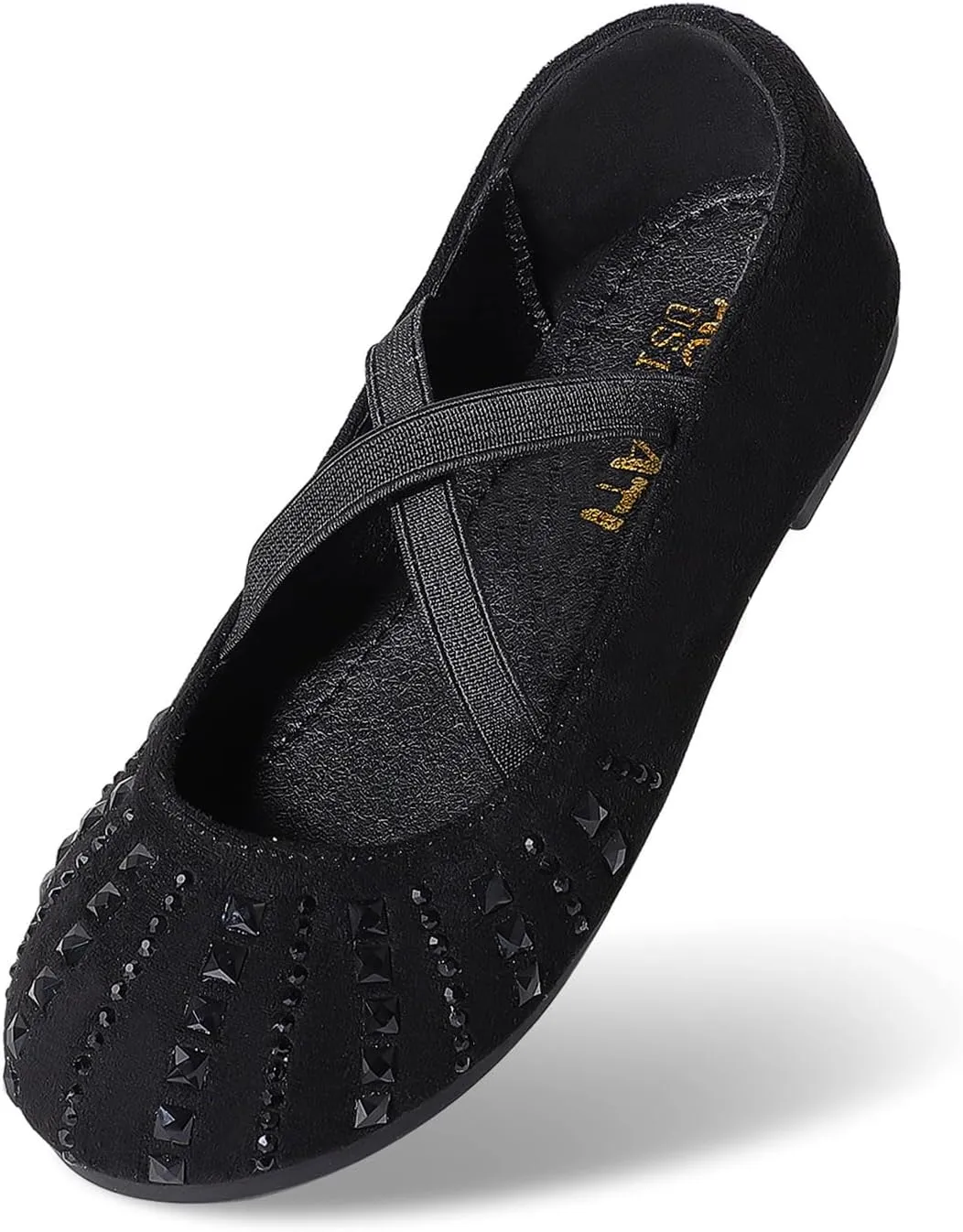 Sparkly Mary Jane Flats for Girls - Non-Slip Ballet Shoes with Rhinestones | Toddler Dress Shoes for Weddings, Parties, School (Breathable & Comfortable)