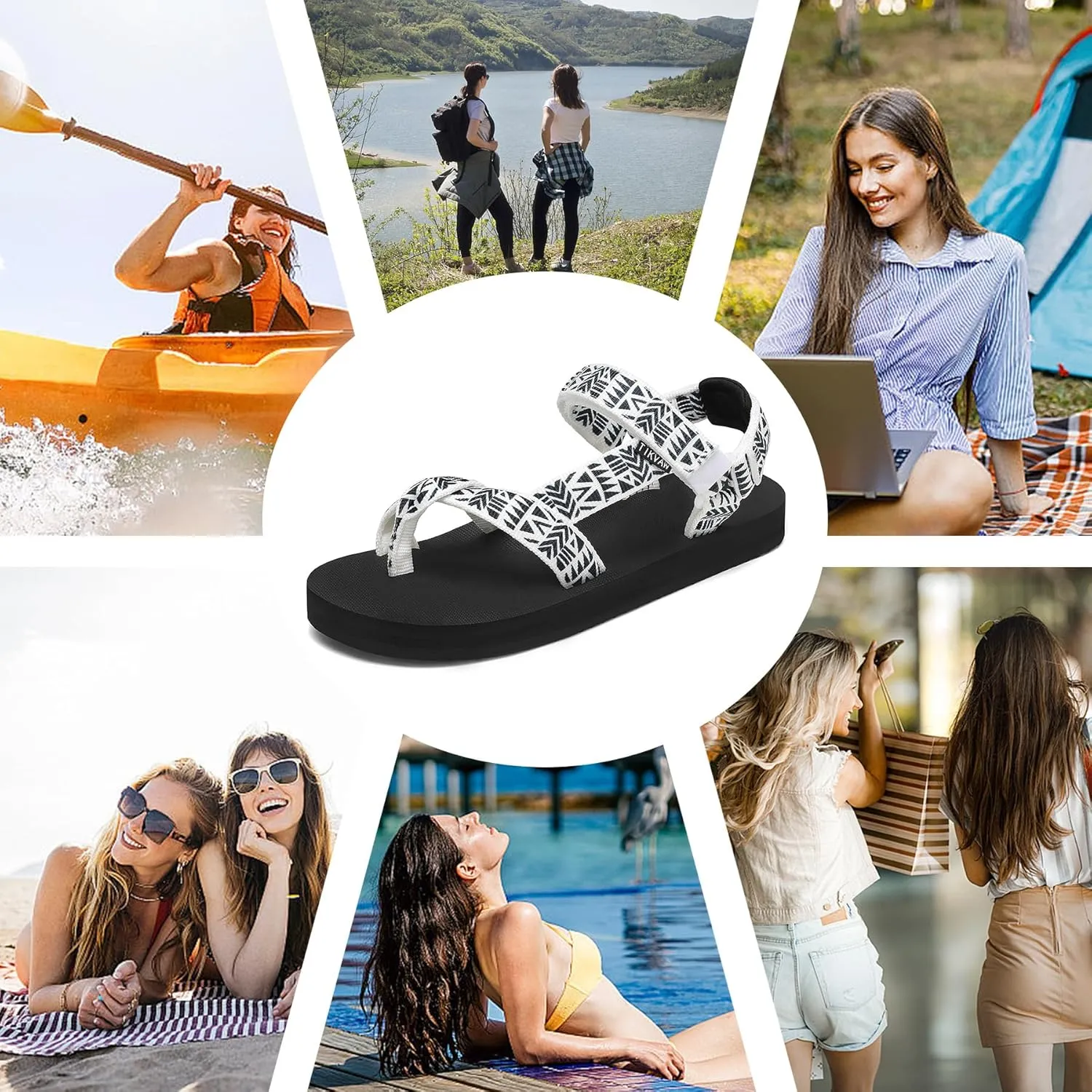 Sport Walking Water Sandals for Women with Arch Support & Adjustable Straps Platform Sandals Women Height Increase