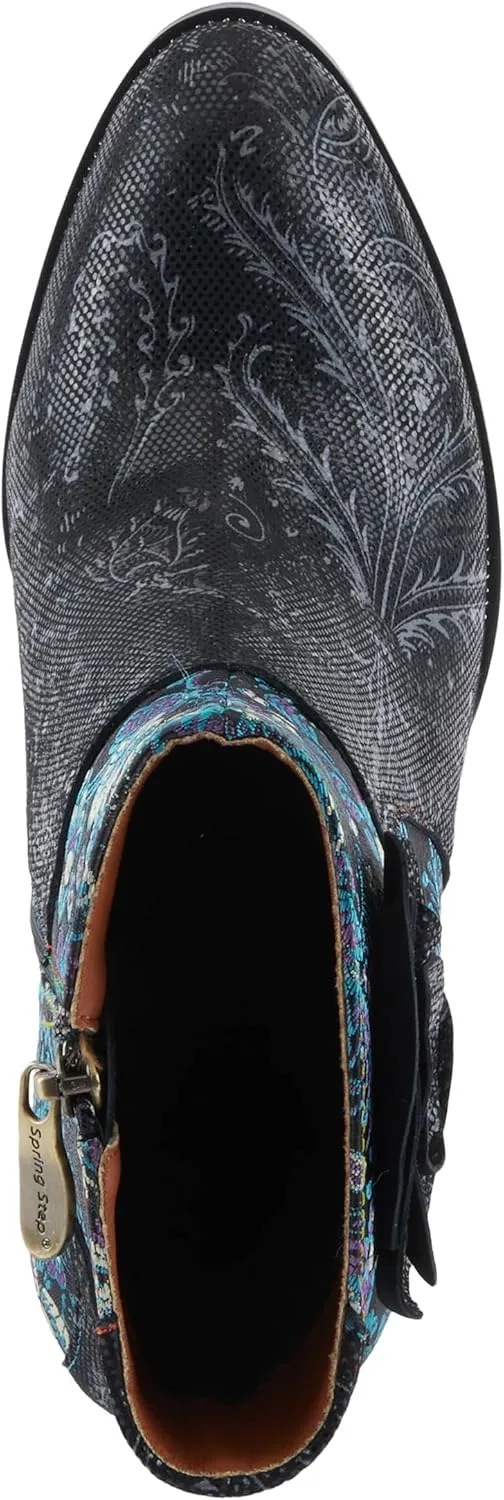 Spring Step L'Artiste Monet Women's Floral Embroidered Bootie - Artful Elegance, Decorative Accents, Artistic Ankle Boots
