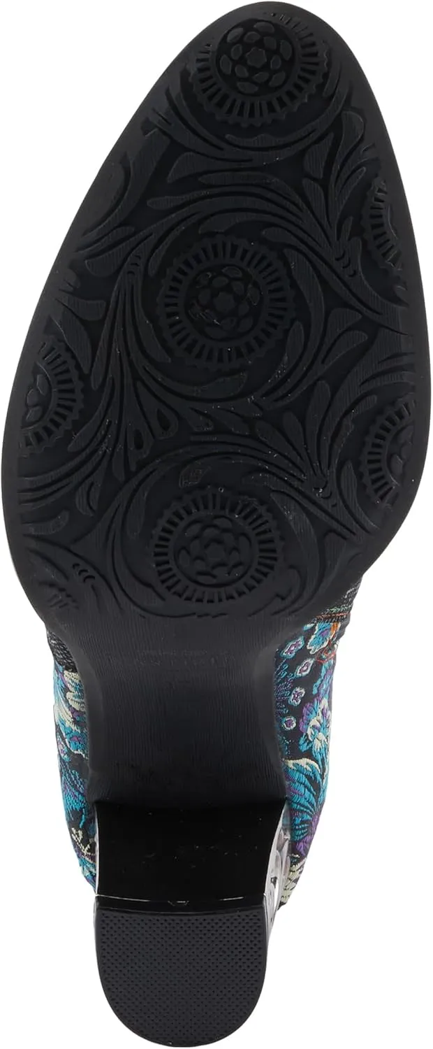 Spring Step L'Artiste Monet Women's Floral Embroidered Bootie - Artful Elegance, Decorative Accents, Artistic Ankle Boots