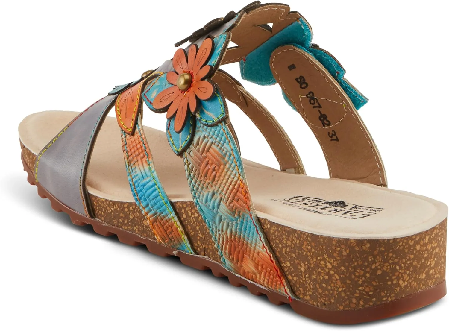 Spring Step L'Artiste Women's LAVONDA - Hand-Painted Floral Sandals with Padded Footbed
