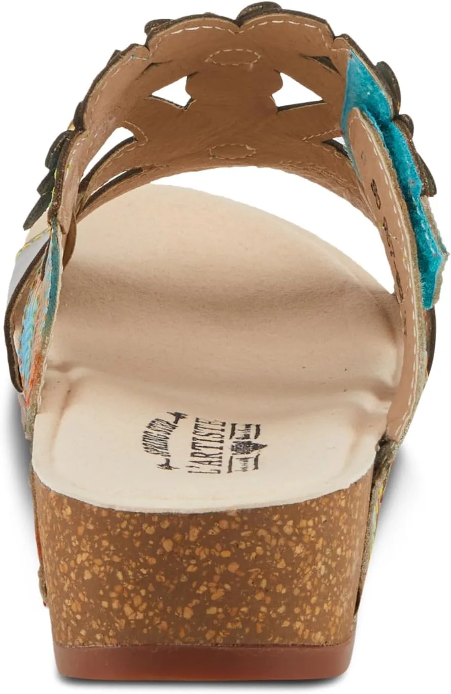 Spring Step L'Artiste Women's LAVONDA - Hand-Painted Floral Sandals with Padded Footbed