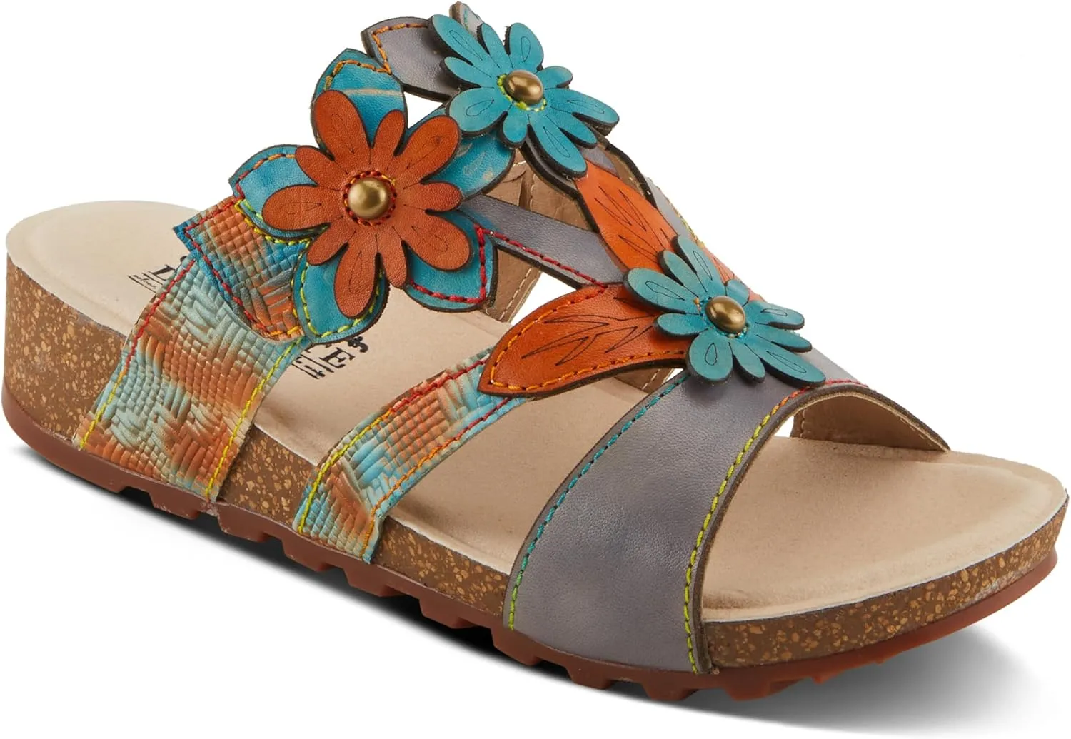 Spring Step L'Artiste Women's LAVONDA - Hand-Painted Floral Sandals with Padded Footbed