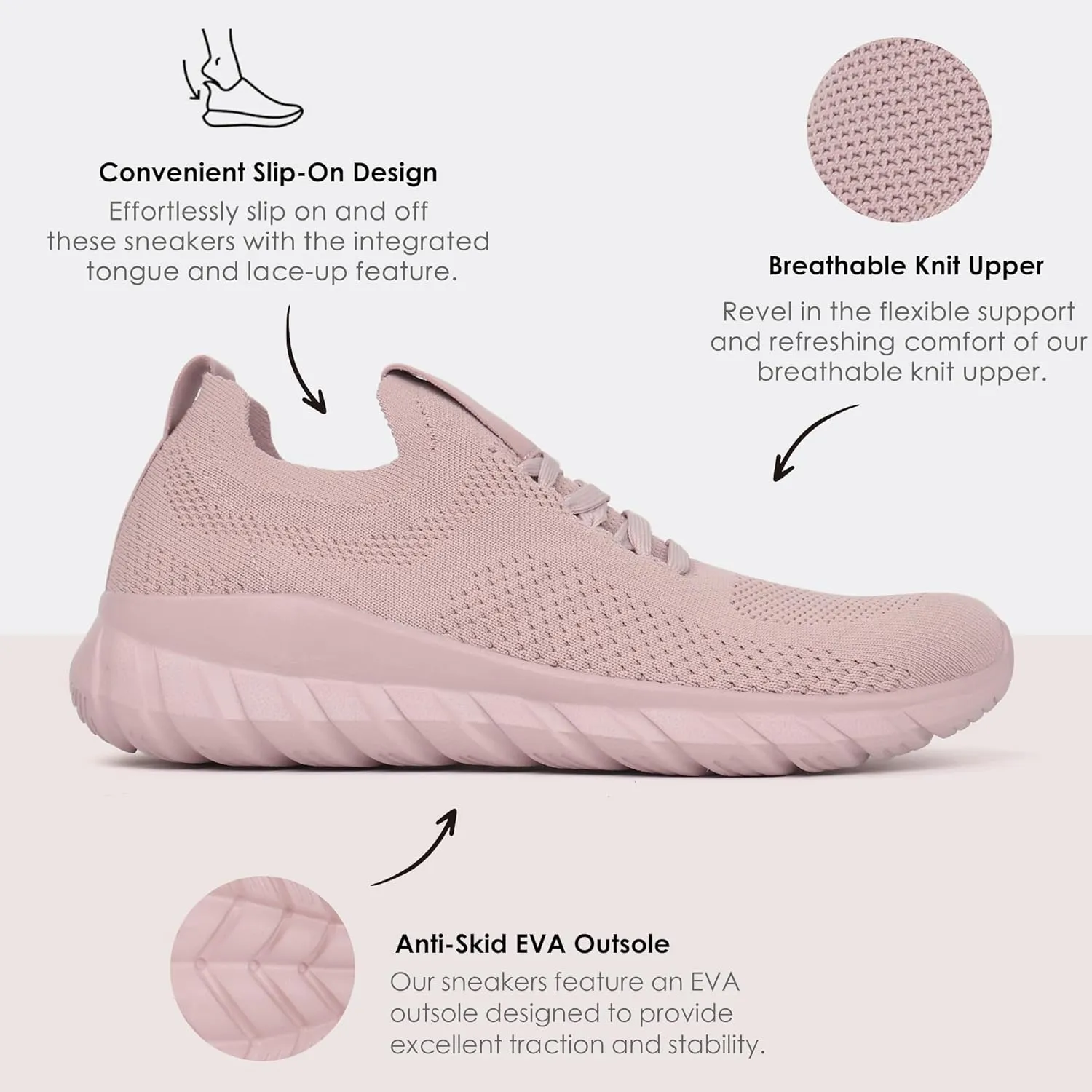 starmerx Womens Plus-Size Slip-On Knit Sneakers Comfortable Lightweight Tennis Shoes Walking Shoes Size 12 13 14 15 US