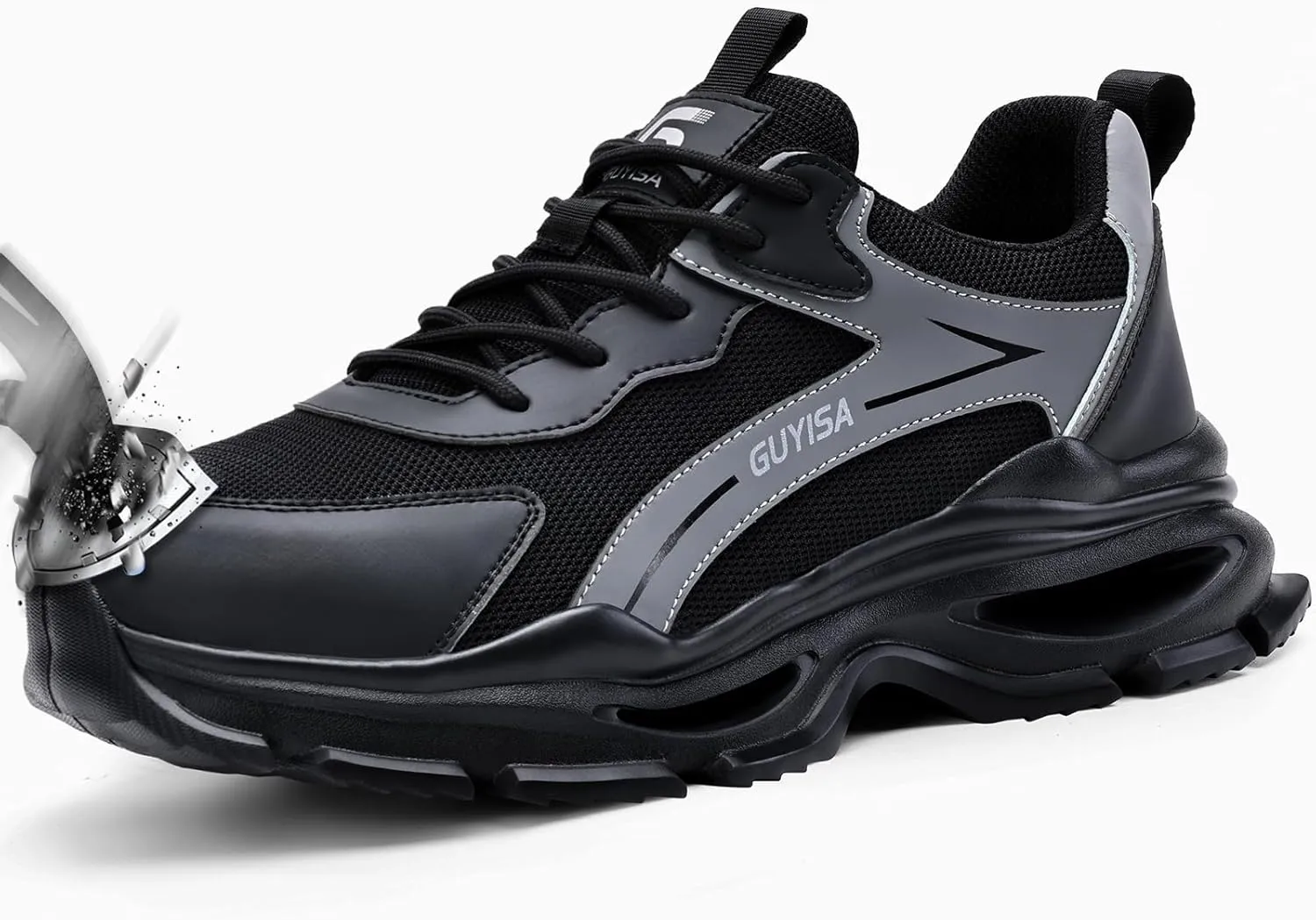 Steel Toe Shoes for Men Breathable Work Shoes Lightweight Steel Toe Sneakers Indestructible Construction Safety Shoes Smash Puncture Proof Steel Toe Work Shoes for Men Women