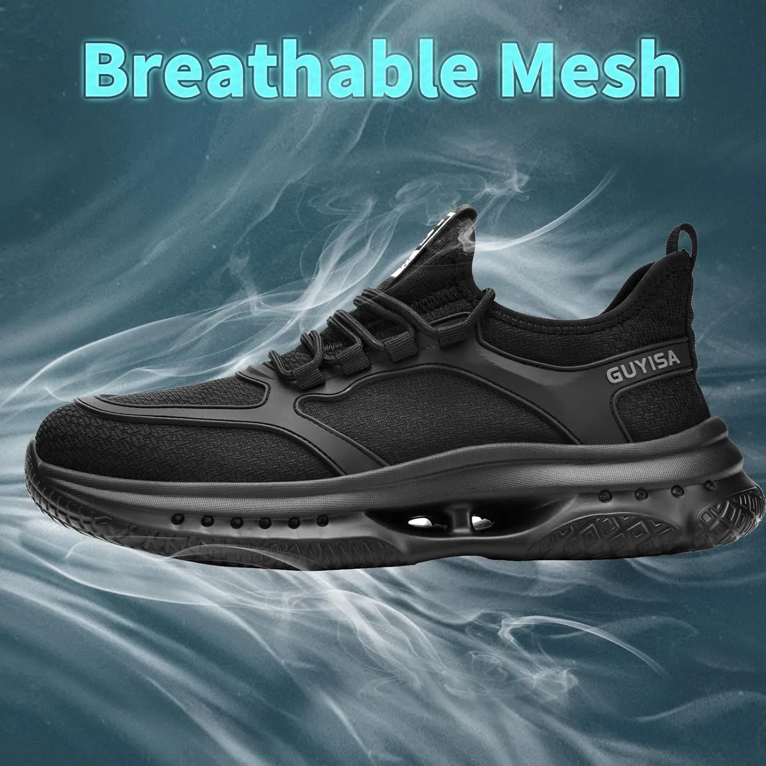Steel Toe Shoes for Men Breathable Work Shoes Lightweight Steel Toe Sneakers Indestructible Construction Safety Shoes Smash Puncture Proof Steel Toe Work Shoes for Men Women