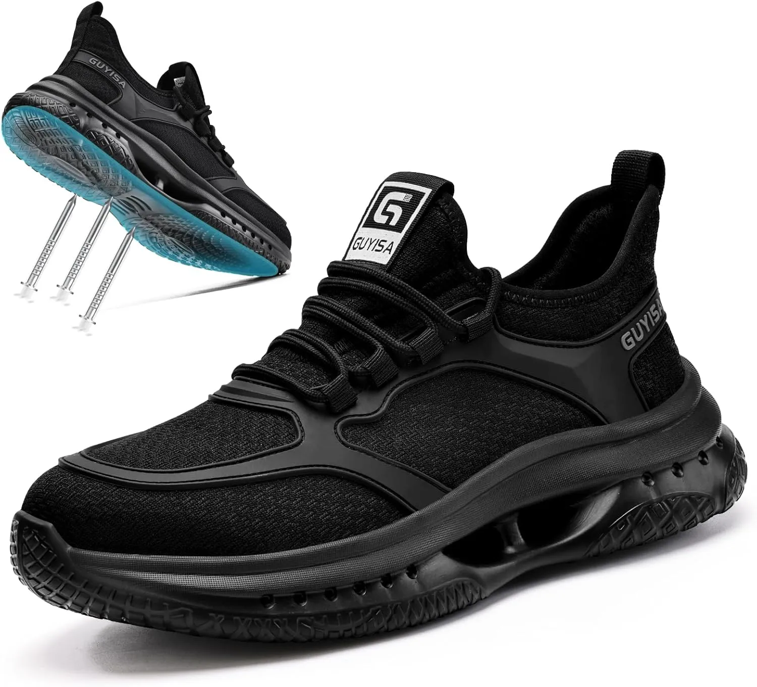 Steel Toe Shoes for Men Breathable Work Shoes Lightweight Steel Toe Sneakers Indestructible Construction Safety Shoes Smash Puncture Proof Steel Toe Work Shoes for Men Women