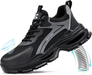 Steel Toe Shoes for Men Breathable Work Shoes Lightweight Steel Toe Sneakers Indestructible Construction Safety Shoes Smash Puncture Proof Steel Toe Work Shoes for Men Women