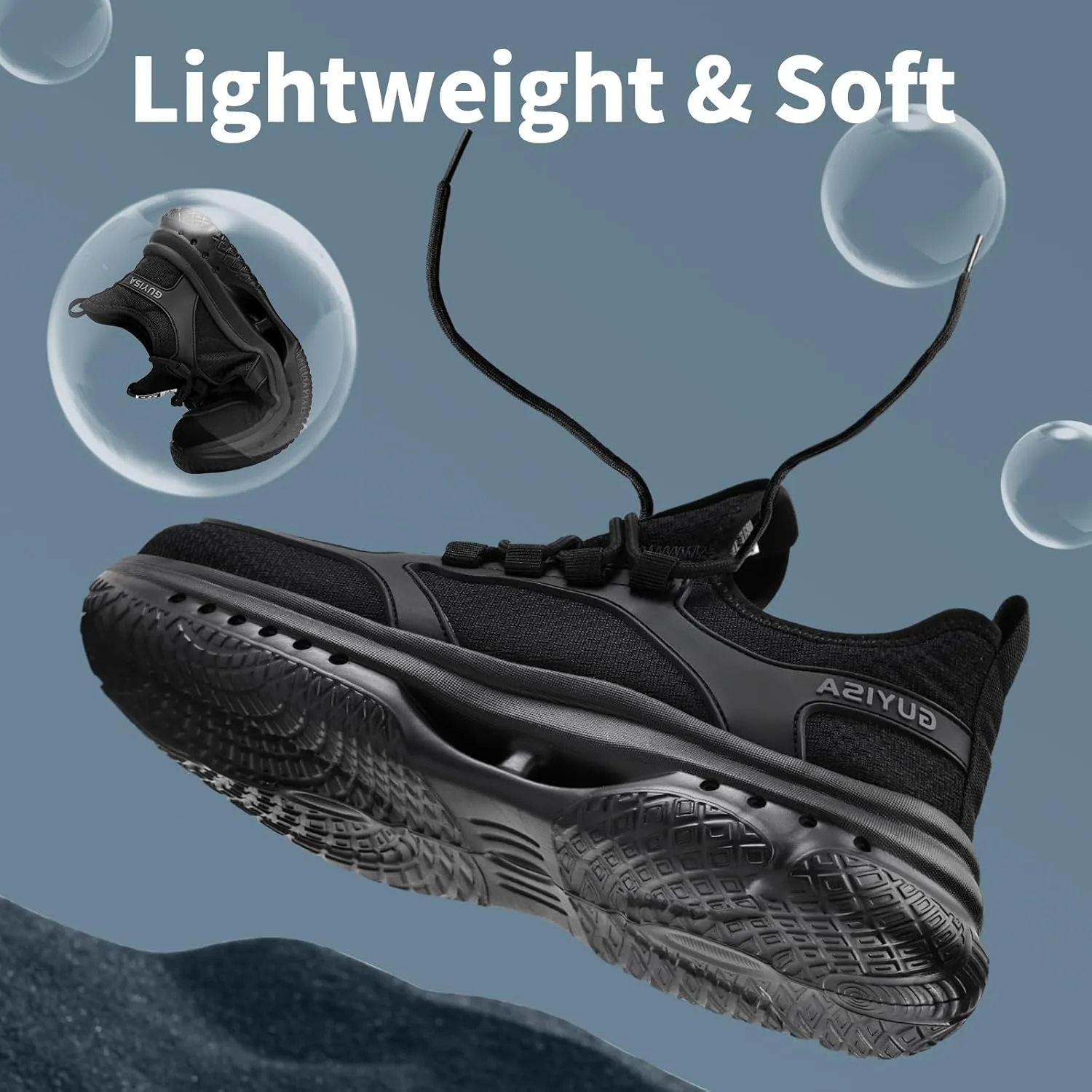 Steel Toe Shoes for Men Breathable Work Shoes Lightweight Steel Toe Sneakers Indestructible Construction Safety Shoes Smash Puncture Proof Steel Toe Work Shoes for Men Women