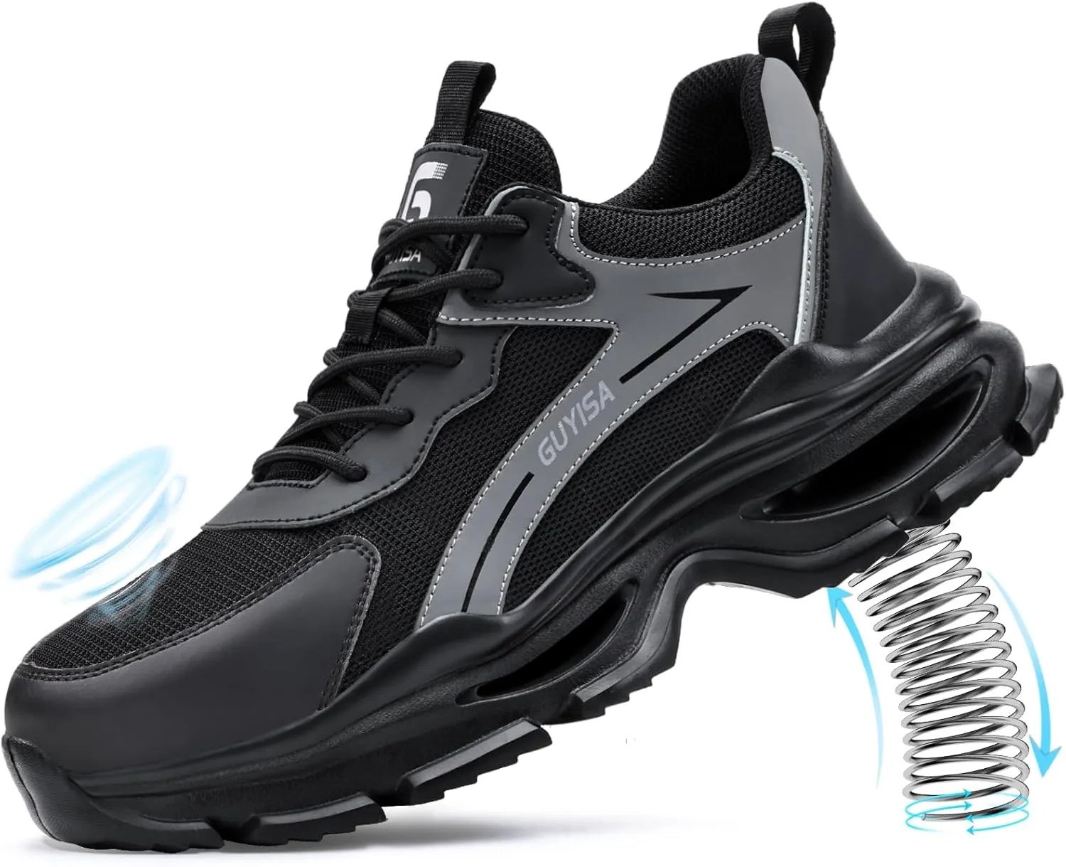 Steel Toe Shoes for Men Breathable Work Shoes Lightweight Steel Toe Sneakers Indestructible Construction Safety Shoes Smash Puncture Proof Steel Toe Work Shoes for Men Women