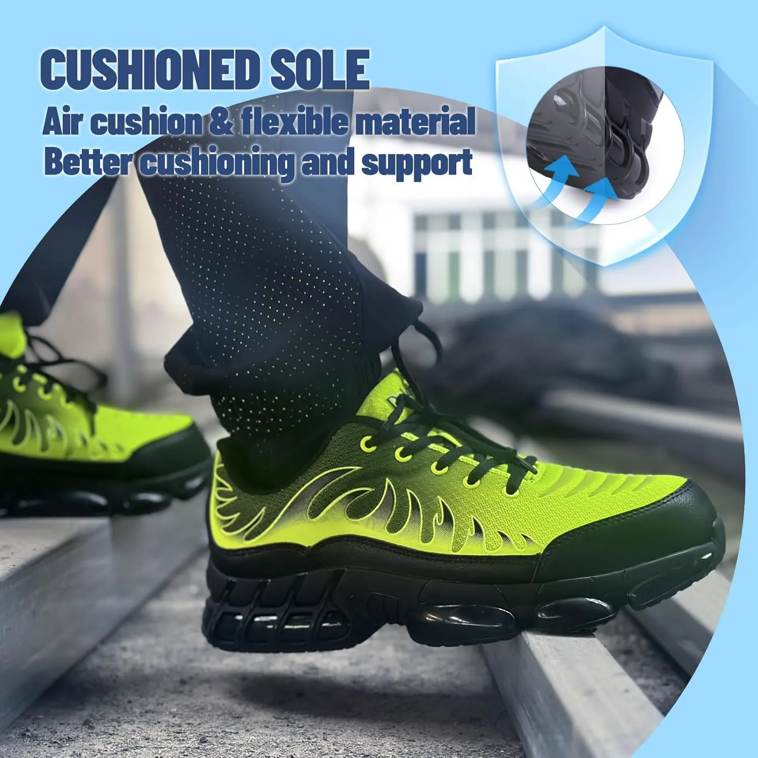 Steel Toe Shoes for Women Comfortable Non Slip Safety Work Shoes Air Cushion Sneakers Indestructible Industrial Construction Footwear