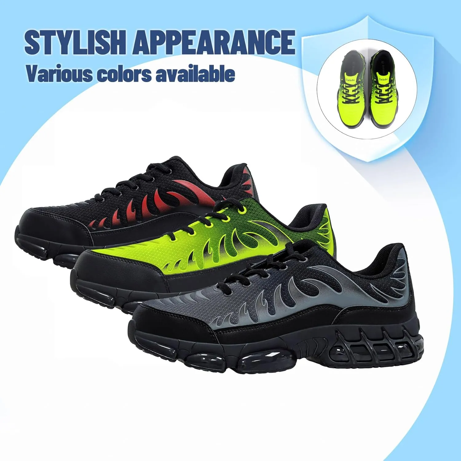Steel Toe Shoes for Women Comfortable Non Slip Safety Work Shoes Air Cushion Sneakers Indestructible Industrial Construction Footwear