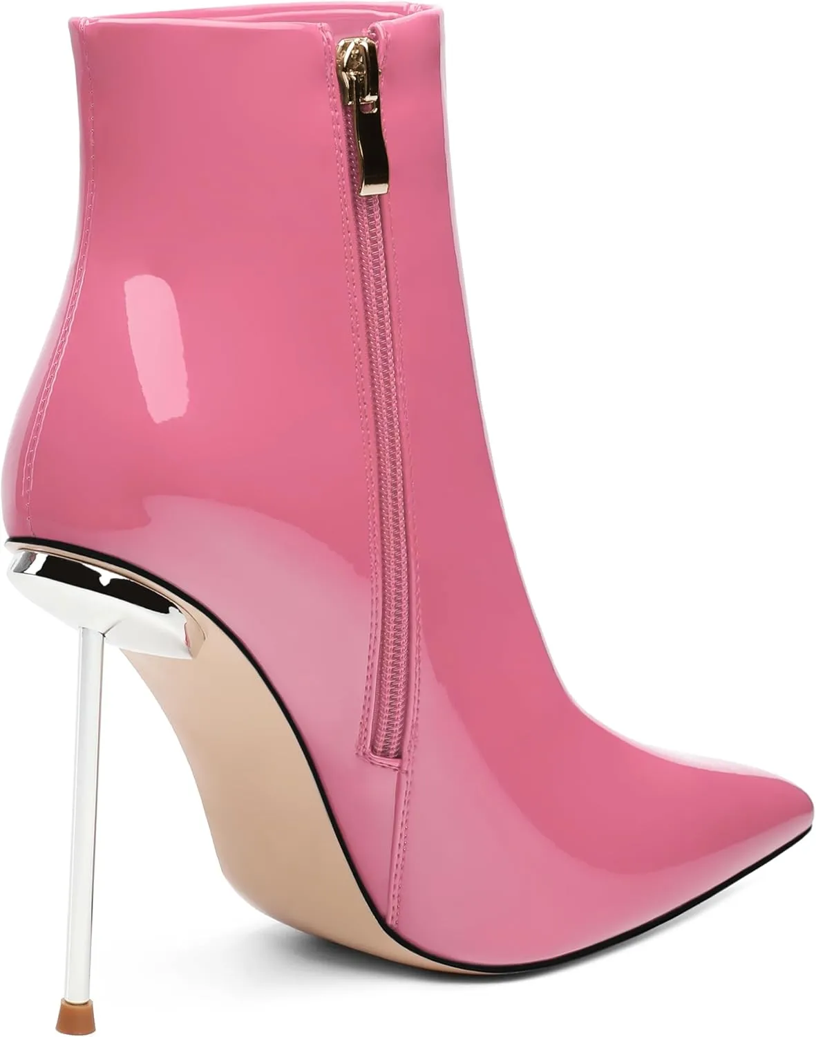 Stiletto High Heel Ankle Booties For Women Side Zipper Pointed Toe Patent Boots Elegante Fashion Comfy Dressy Fall Winter Shoes