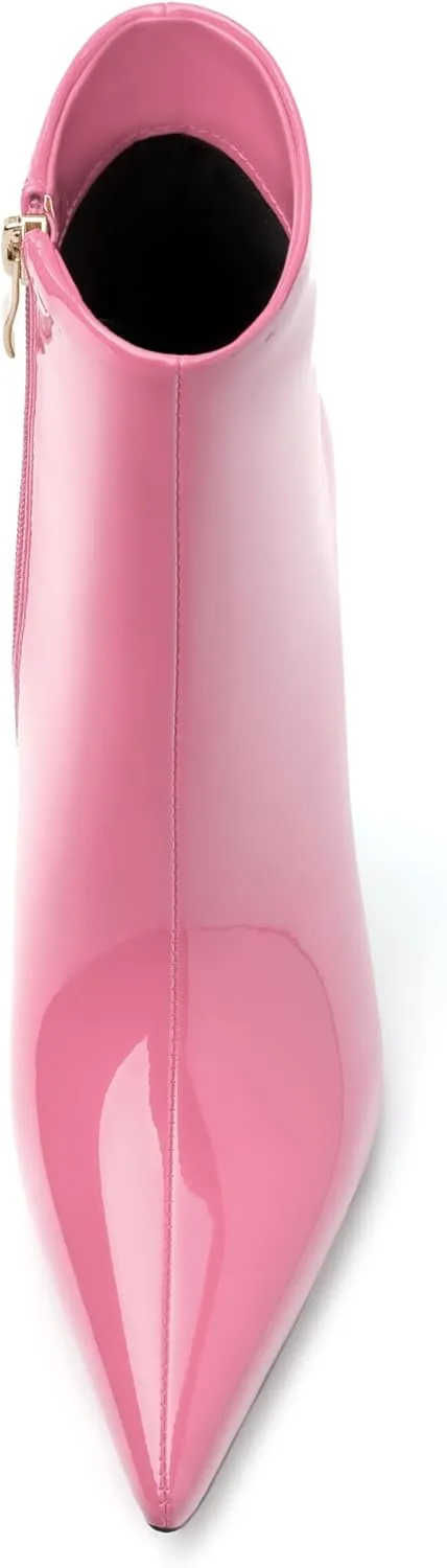 Stiletto High Heel Ankle Booties For Women Side Zipper Pointed Toe Patent Boots Elegante Fashion Comfy Dressy Fall Winter Shoes