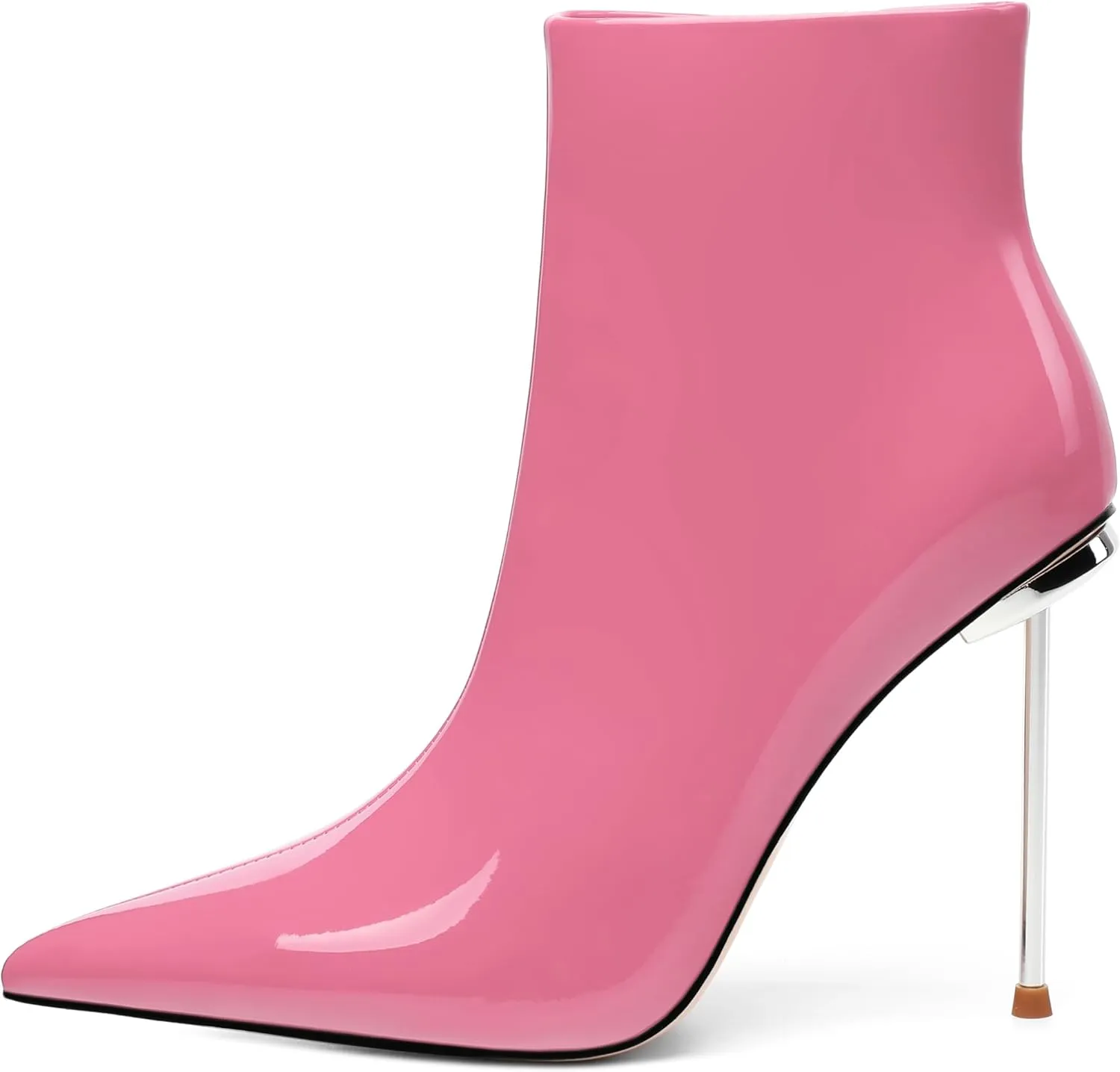 Stiletto High Heel Ankle Booties For Women Side Zipper Pointed Toe Patent Boots Elegante Fashion Comfy Dressy Fall Winter Shoes