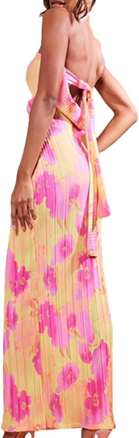 Strapless Tube Top Long Dresses for Women Backless Sleeveless Off Shoulder Bodycon Maxi Bandeau Dress Party Clubwear