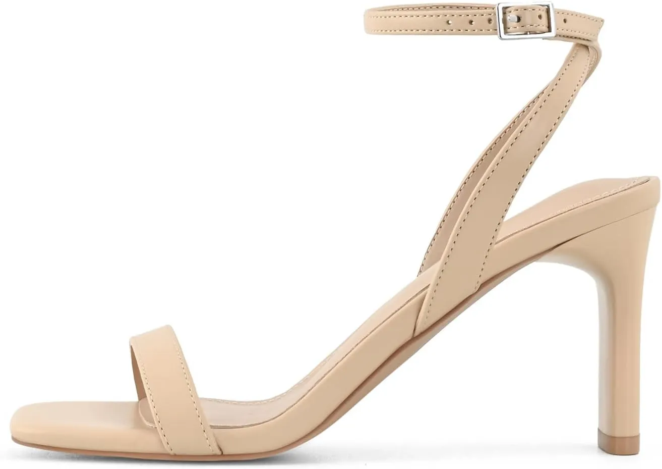 Strappy Heels for Women Block Chunky High Heels Square Toe Ankle Buckle Sandals