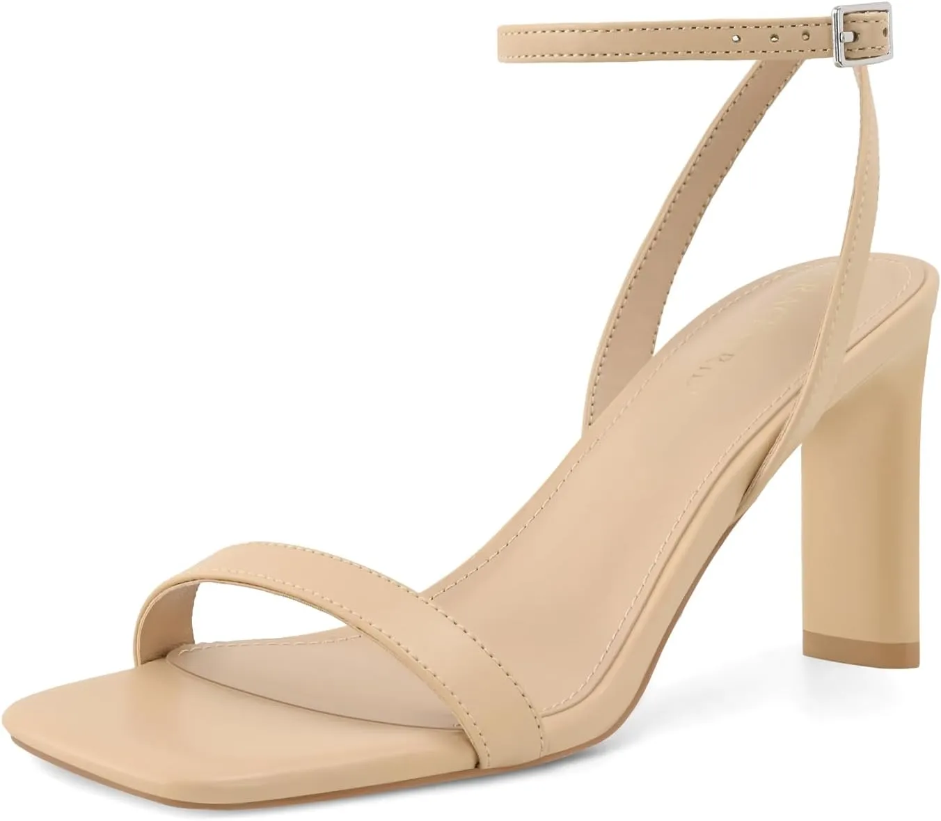 Strappy Heels for Women Block Chunky High Heels Square Toe Ankle Buckle Sandals