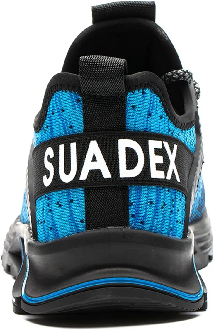 SUADEX Steel Toe Shoes for Men Women Indestructible Safety Work Tennis Shoes Lightweight Comfortable Slip Resistant Breathable Construction Composite Toe Sneakers