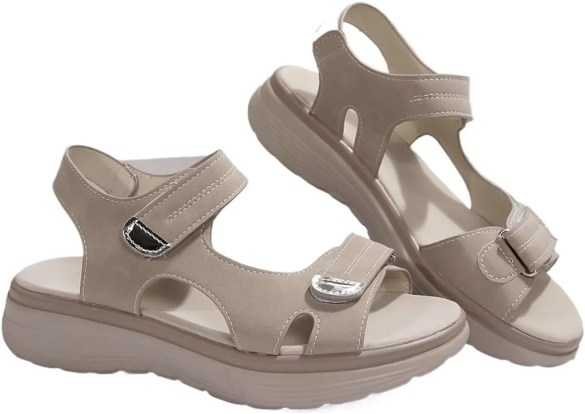 Summer 2025 new sandals women's wedge heel lightweight buckle beach shoes outdoor comfortable platform sandals, wear-resistant, lightweight, skin-friendly, breathable and comfortable