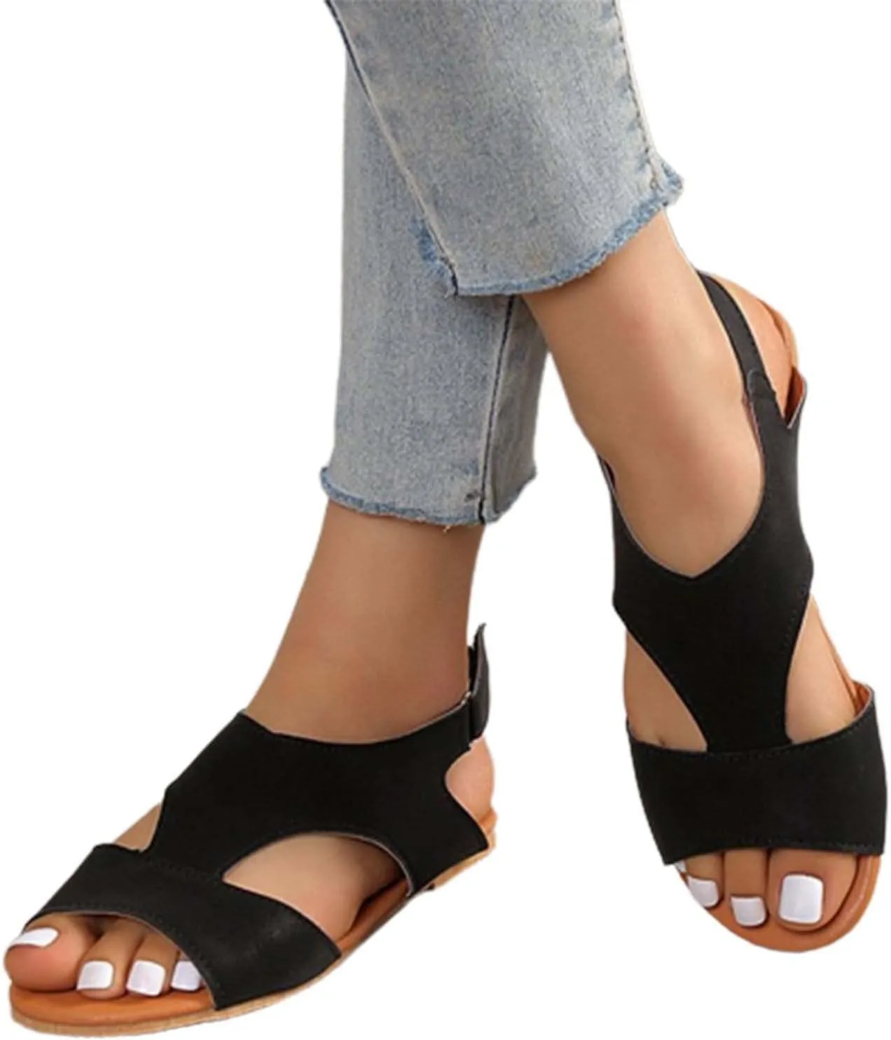 Summer Cross-Strap Sandal with Open Toe Women Buckle Strap Flats Stylish Casual Footwear Comfortable Sandals