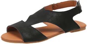 Summer Cross-Strap Sandal with Open Toe Women Buckle Strap Flats Stylish Casual Footwear Comfortable Sandals