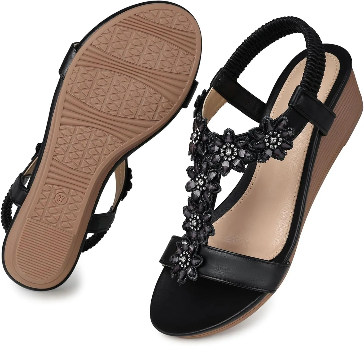 SWQZVT Women Sandals Wedge Low: Dressy Summer Sandal - Comfortable Hollow Out Sandals