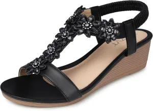 SWQZVT Women Sandals Wedge Low: Dressy Summer Sandal - Comfortable Hollow Out Sandals