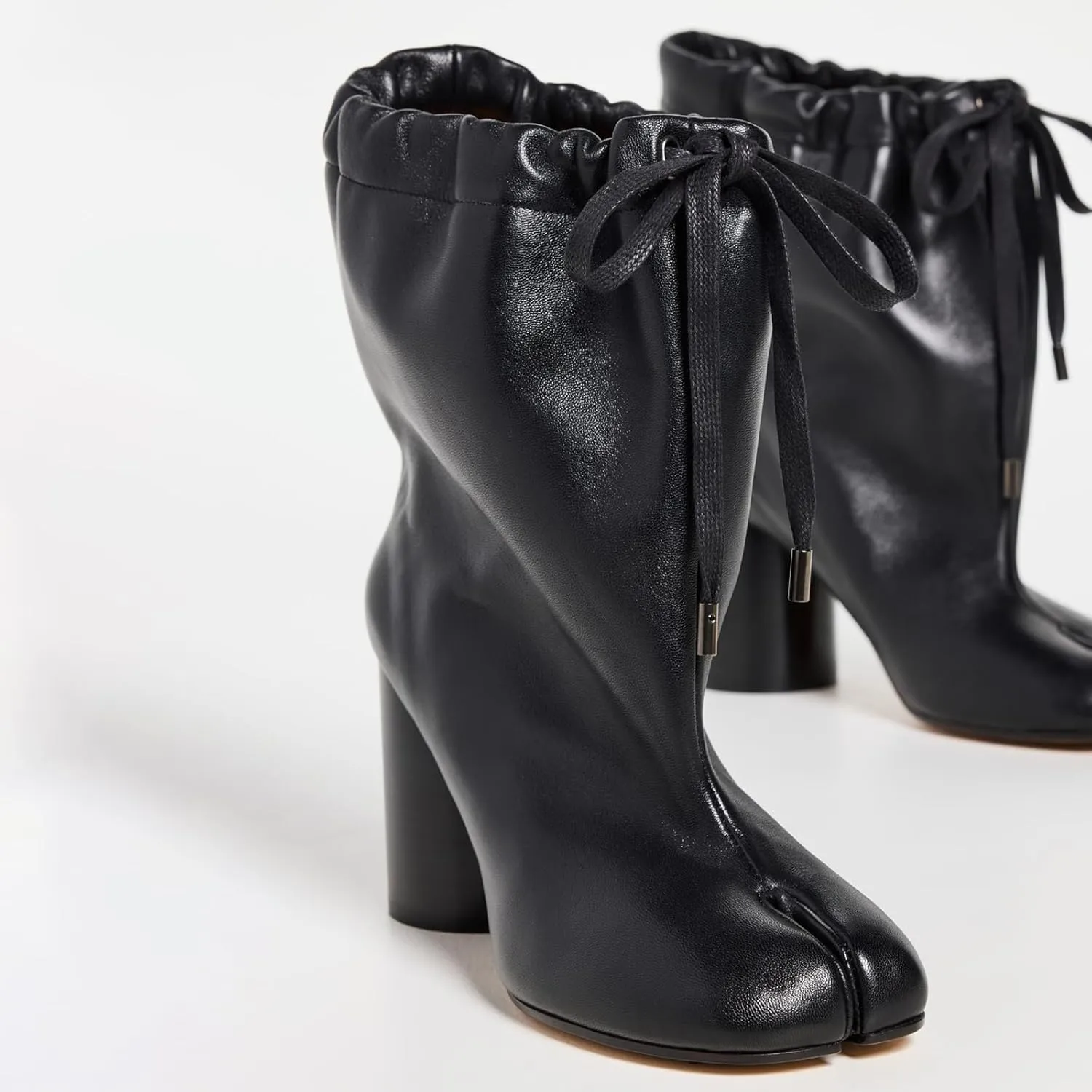 Tabi Boots For Women Split Toe Ankle Boots With Lace Up Details Chunky Block Heel Wide Calf Booties Stylish Winter Boot For Ladies Fashion Dressy Pull On Party Shoes