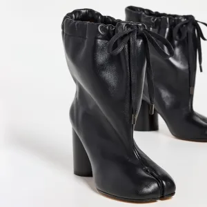 Tabi Boots For Women Split Toe Ankle Boots With Lace Up Details Chunky Block Heel Wide Calf Booties Stylish Winter Boot For Ladies Fashion Dressy Pull On Party Shoes